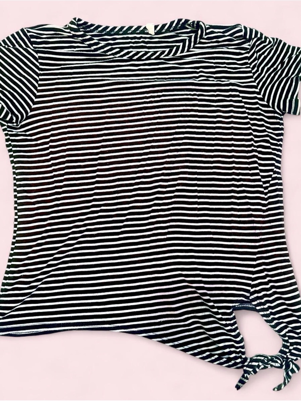 Olivia Rae Navy & White Striped Tie-Side Tee